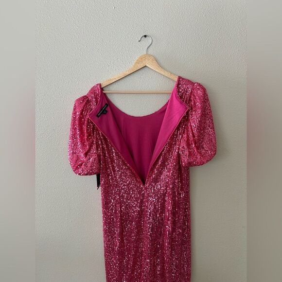 Boston Proper Sparkling Pink Sequin Short Sleeve Mini Dress Size 14 - Picture 9 of 9